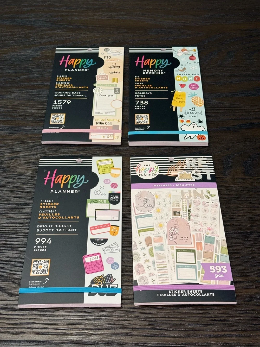 Happy Planner Sticker Packs - Black, Pink, Blue, Purple Accents